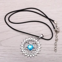 12pcslot hot anime black butler metal necklace demon contract blue crystal pendant cosplay accessories jewelry