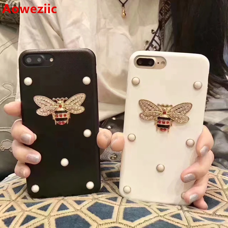 Aoweziic новые Стразы в США чехол для телефона с пчелами iPhone6s кожаный 7 8Plus X XR XS MAX
