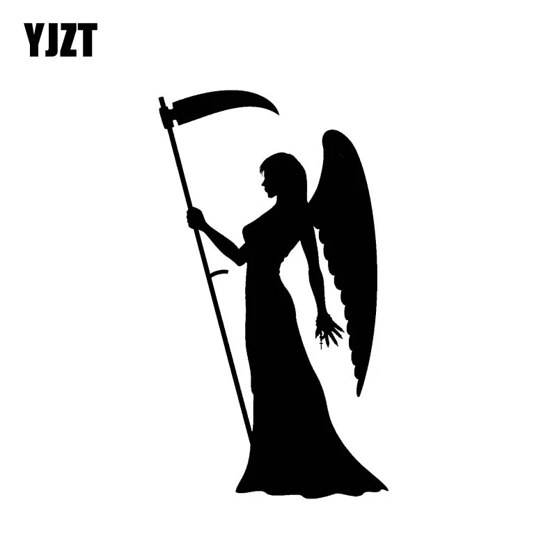 

YJZT 8.7*15.4CM Angel Becoming Devil Cute Silhoutte Design Covering The Body Decal Car Sticker Black/Silver C20-1344