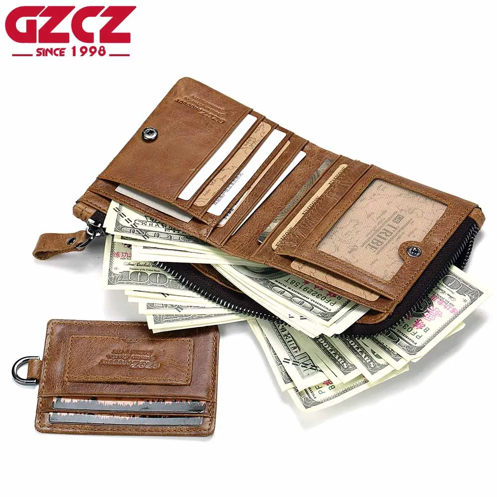 GZCZ лучшие мужские бумажники из натуральной кожи съемные держатели для карт и
