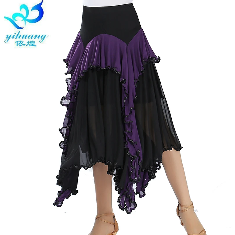 

Free Shipping Ballroom Dance Costume Waltz Skirt Modern Standard Latin Salsa Rumba Dancer Skirts for Ladies 5 Colors #2546