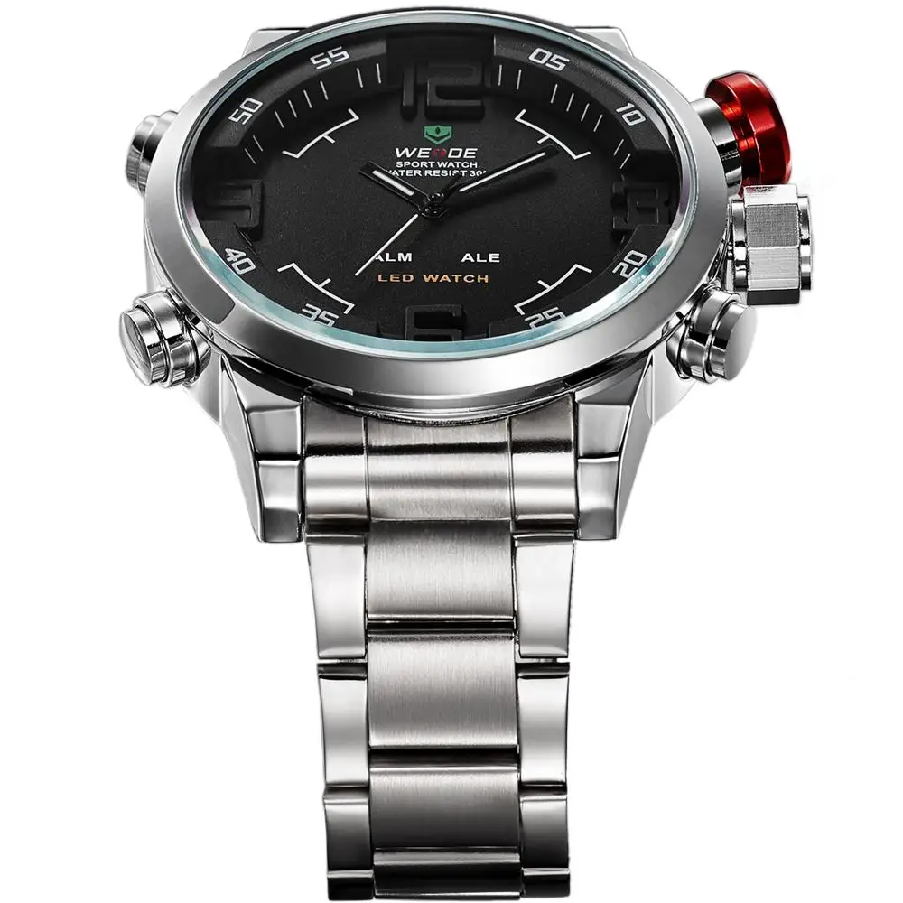 WEIDE Роскошные Часы Наручные Водонепроницаемые До 30 М Для Мужчины Светодиодные