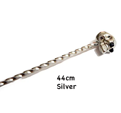 44cm Silver Коктейльная ложка с черепом из нержавеющей стали, ложка для смешивания коктейлей, спиральный инструмент - Цвет: 44cm Silver