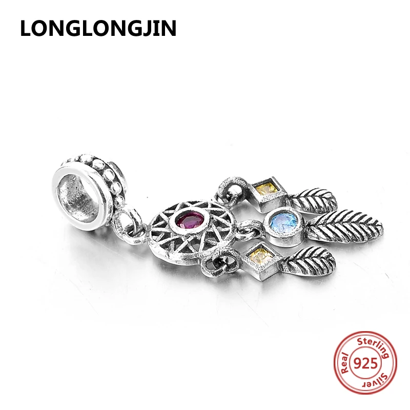 925 Sterling Silver Tassel Bangle Charms Beads With CZ Fit Charm Pandora silver original Bracelet Pendant Fine Jewelry Gift|beads fashion|beads