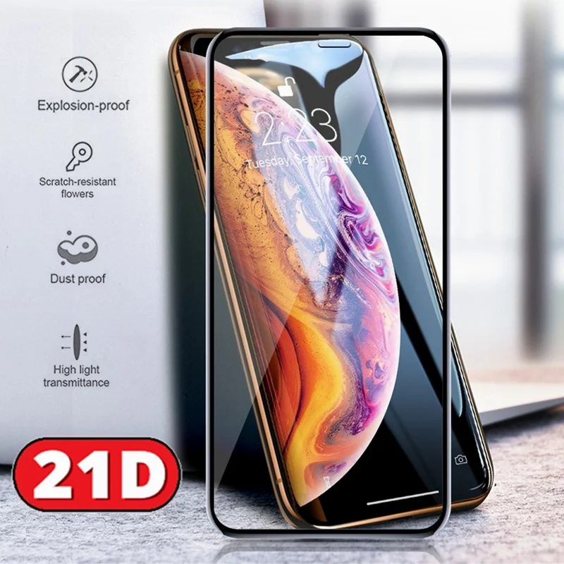 Закаленное Glalss для Iphone 6 6S plus X XS MAX полное покрытие 7 8 XR 21D упрочненная защитная