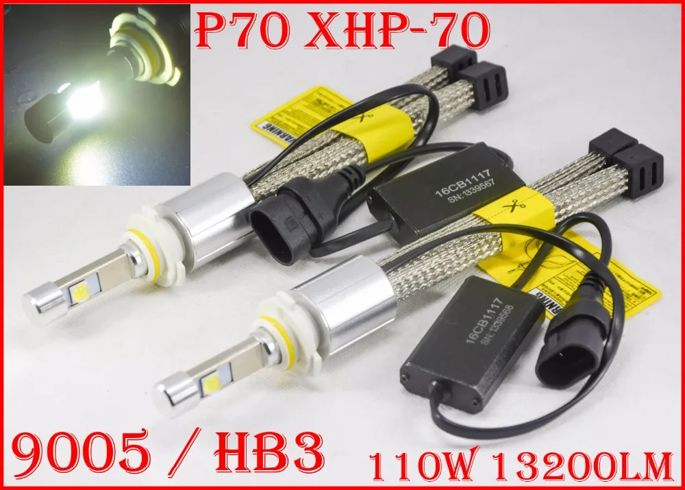 1 комплект 110W 13200LM P70 авто светодиодный фары комплект H4 H7 H8 H9 H11 9012 HIR2 9005 9006 HB3 55 Вт 6600LM супер яркий XHP-70 4 светодиодный чипы