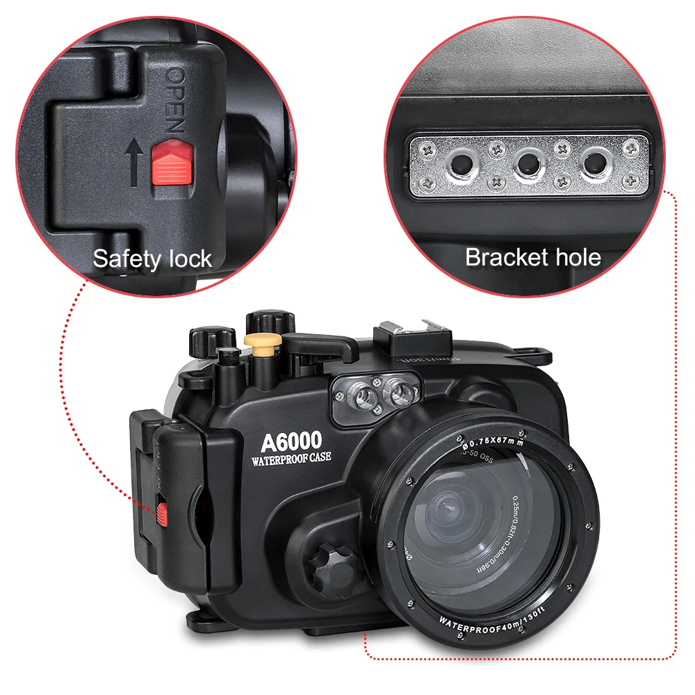 Водонепроницаемый корпус для камеры Sony A6000 подводный 40 м непроницаемый чехол