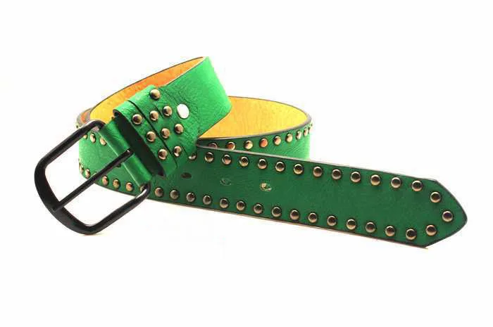 2 ШТ. Корейский Стиль Зеленый ИСКУССТВЕННАЯ Кожа Заклепки Ремень Пояс #23613 |