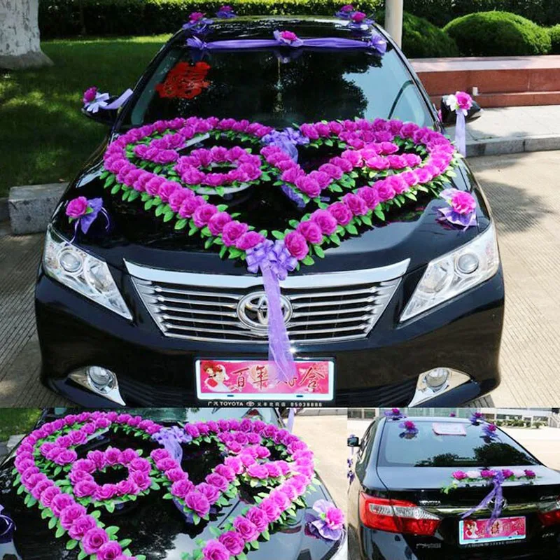 Стиль роскошное свадебное оформление автомобиля набор сердце "любовь" свадебный автомобиль цветок декоративные Casamento украшения Декор