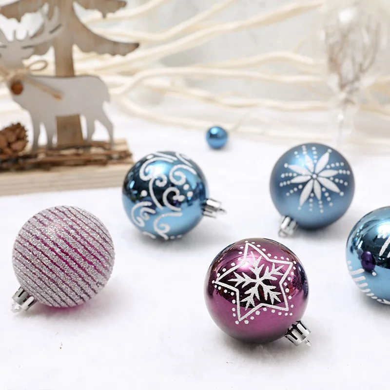 

24pcs 6cm Blue Purple Christmas Balls Hanging Home Party Tree Ornament Gift Christmas Decorations Birthday Gifts Ball For Home
