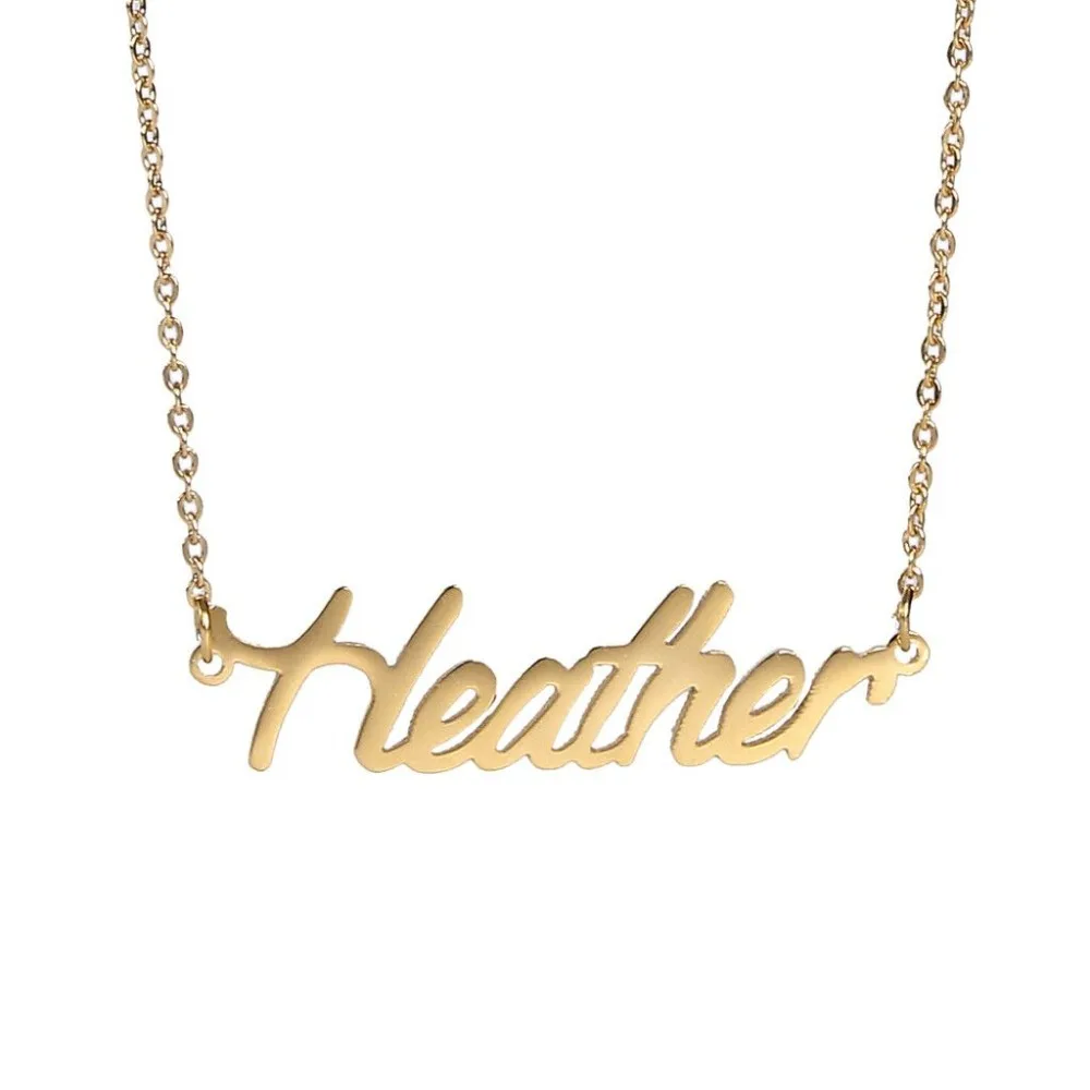 

Имя "Вереск" Шарм Кулон-табличка с именем ожерелье для женщин кулон из нержавеющей стали золотой лучший друг подарок Nl-2447