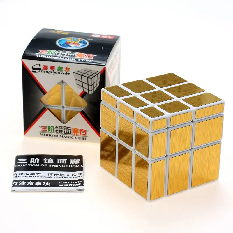 

2015 ShengShou зеркальный куб 3x3 магический куб Белый с серебряными наклейками и черные с золотыми наклейками обучающая игрушка-головоломка для в...