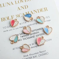 20pcslot fashion double color lovely heart enamel charms gold color tone bracelet earring pendants for jewelry diy 1215mm