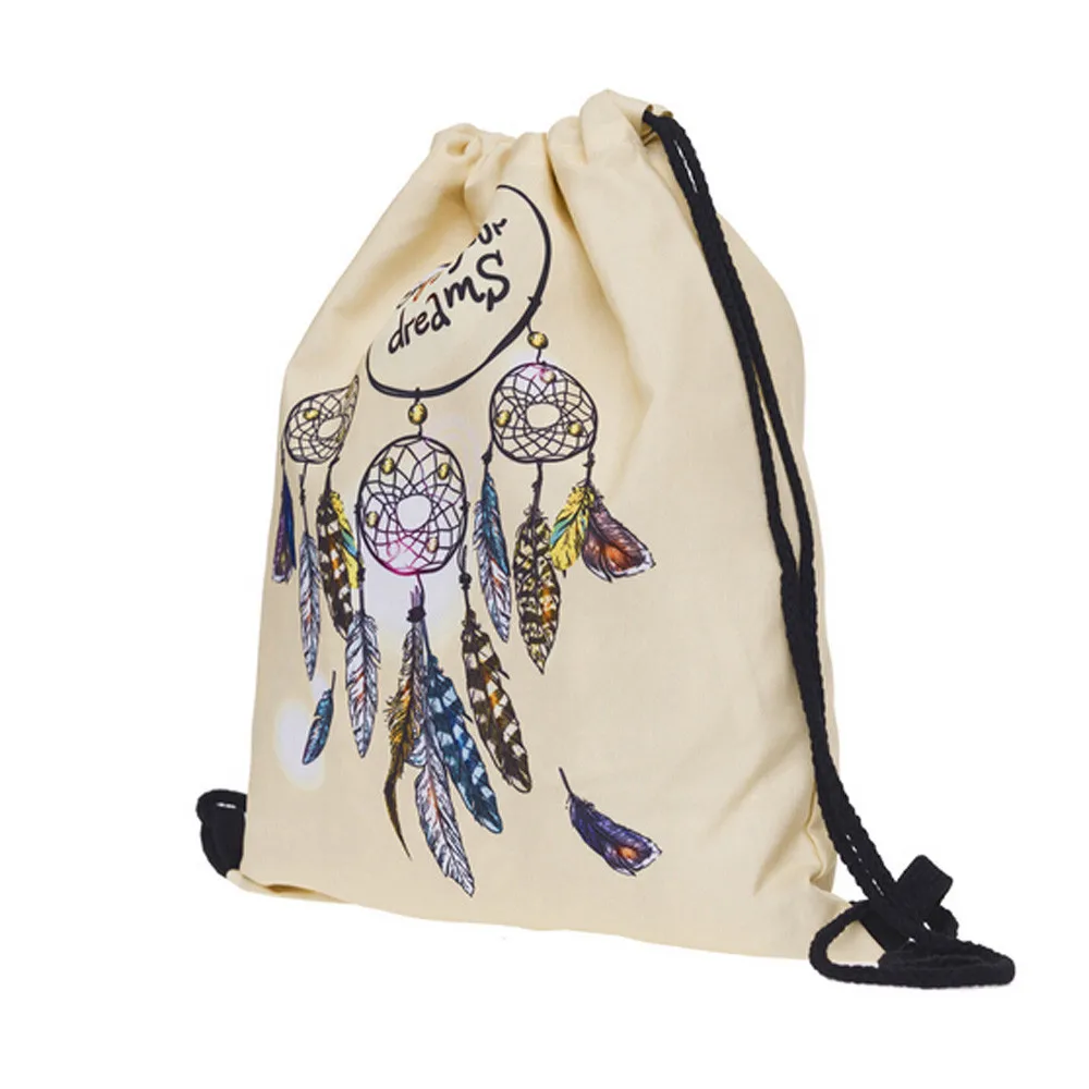Модные унисекс рюкзаки 3D печать сумки Письмо Твердые modis Drawstring рюкзак; спортивная сумка Карманный мешок worek plecak sznurek er