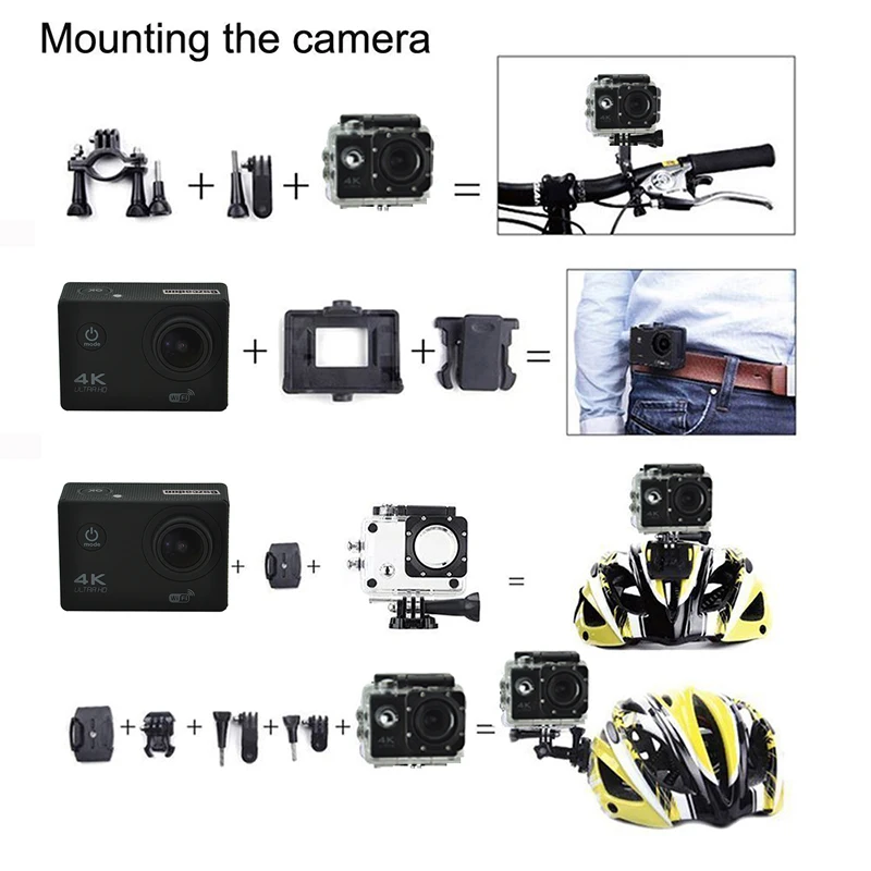 WIFI Waterproof Action Camera Cycling 4K camera Ultra Diving  60PFS kamera Helmet bicycle Cam underwater Sports 1080P Camera