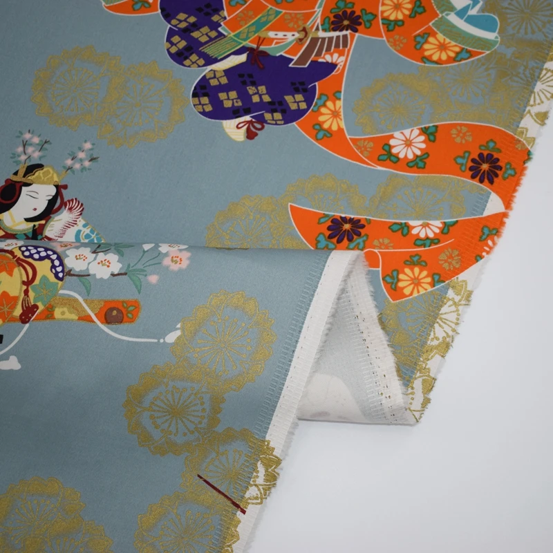 

The geisha reactive dyeing Satin drill Stretch cotton fabric for summer dress shirt telas por metros tissu au metre vestido DIY