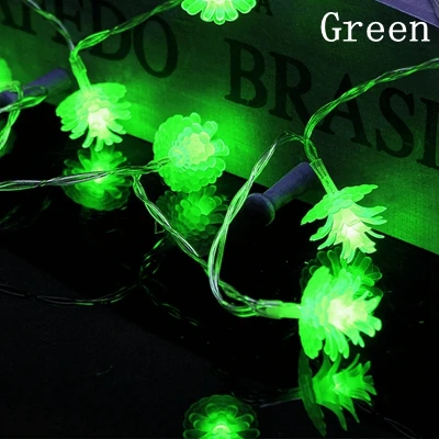 Зеленый LED Pine cone Fairy light String 3AA Battery Operated 1M 2M 3M 5M 10M waterproof Christmas Holiday wedding Decoration garland - Испускаемый цвет: Зеленый