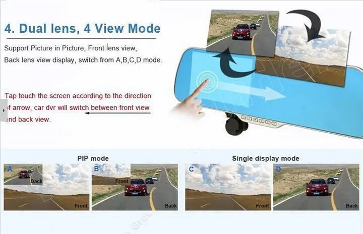 Автомобильный gps навигатор DVR зеркальная камера 5 дюймов зеркало заднего вида для android HD камера рекордер заднего вида Двойной объектив сенсорный экран