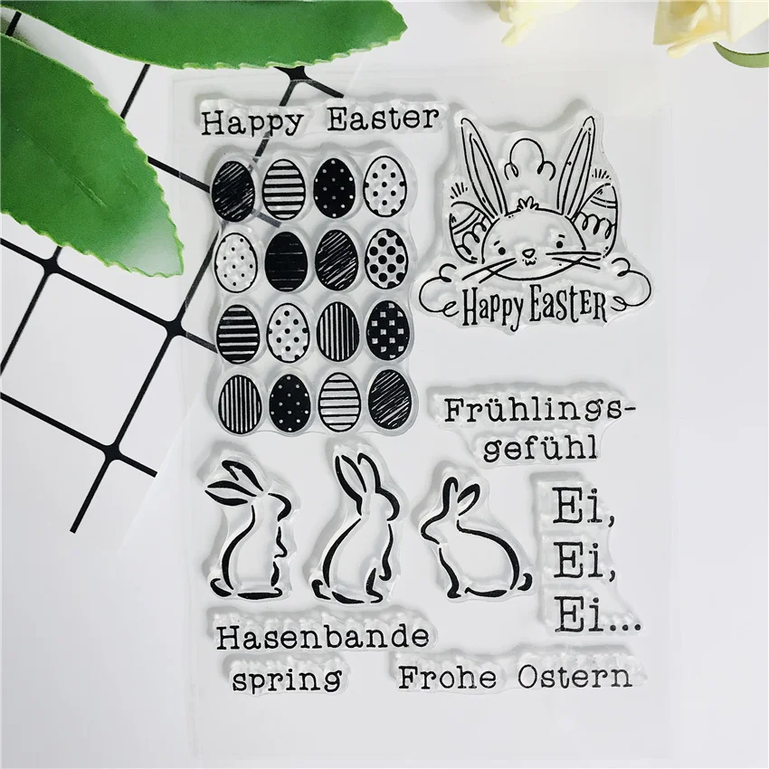 German Clear Stamps For Scrapbooking Bunny Eggs Sweet New 2022 Fairy Sentiment Silicone Card Making Stamp 063
