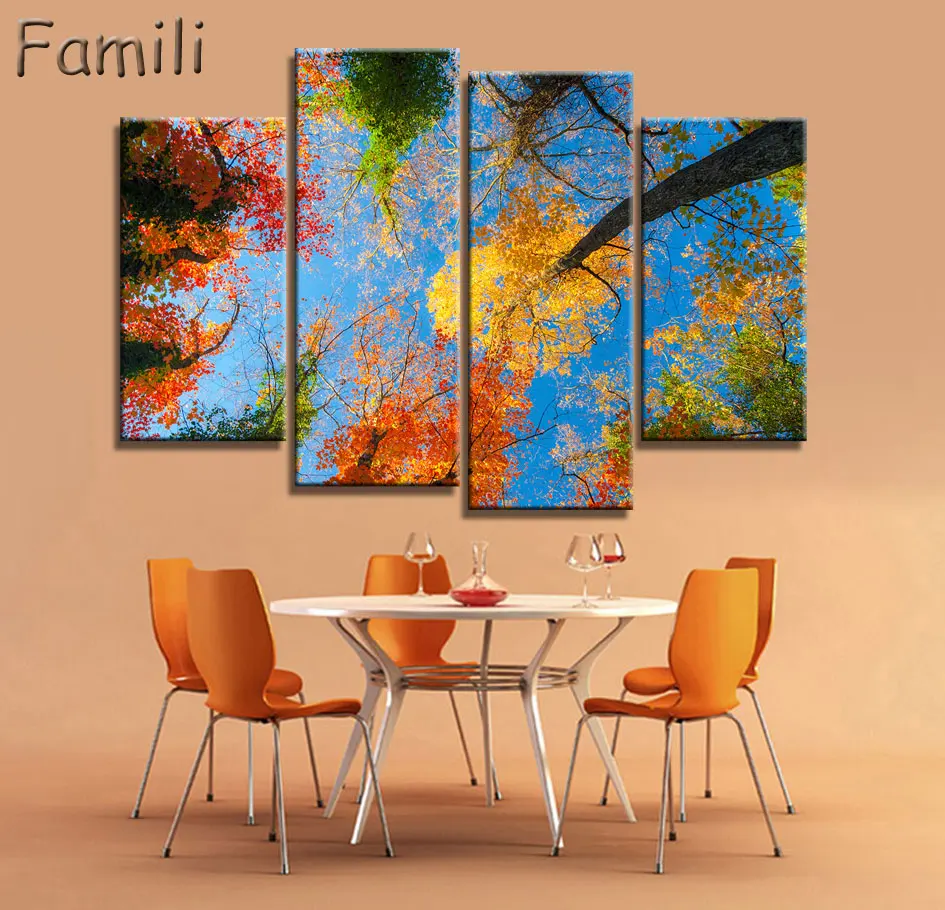 Картина на холсте с изображением осеннего водопада 4 шт.|picture for living room|canvas paintinghd
