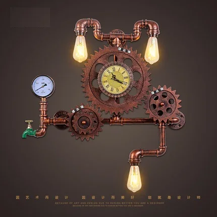 Декоративная железная водопроводная лампа в стиле лофт светодиодный настенный