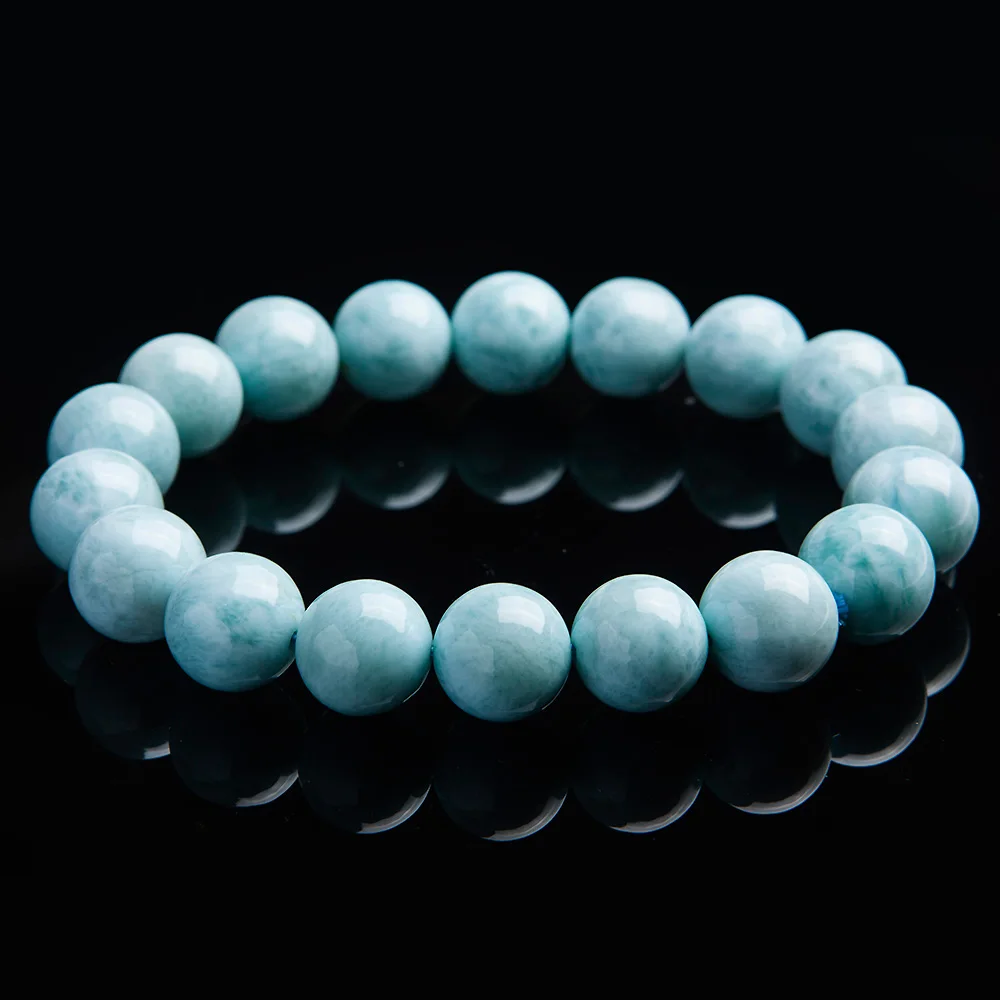 11 мм браслет из натуральных синих бусин Larimar от Dominica Gemstone Healing Stretch Water Pattern