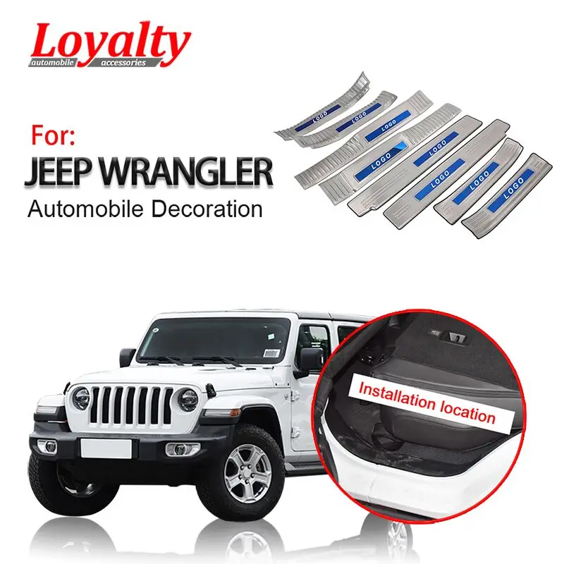 Лояльность для Jeep Wrangler JL 2018 2019 пороговое покрытие порога двери из нержавеющей