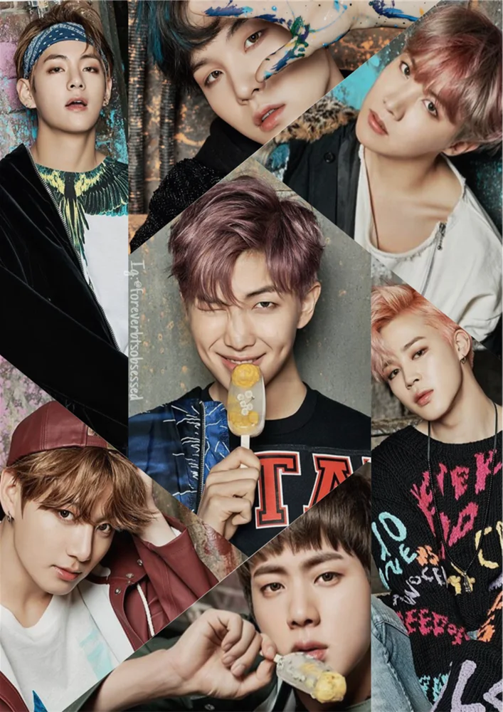 Светло-желтый Kpop плакаты высокой четкости настенные принты яркие цвета украшения дома глянцевая бумага - Цвет: Светло-желтый