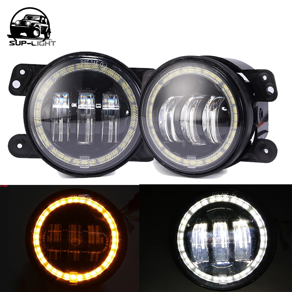 

12set 4 inch led fog light with Optical angel eye Amber signal lamp DRL evil eye decorative lights for Jeep Wrangler mixed order