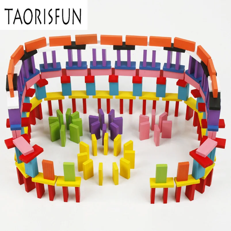 TAORISFUN 240pcs Colored Wooden Kids Toy Domino Blocks Antistress Game Model Kits Non-toxic Educational Toys For Kid Gift | Игрушки и