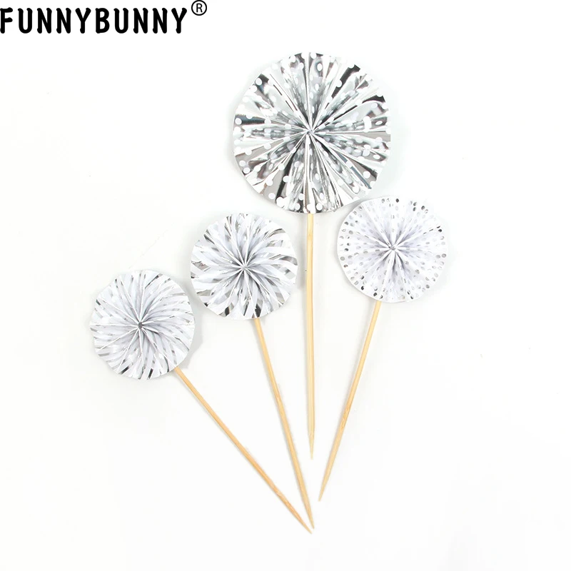 FUNNYBUNNY 4 шт золотой и серебряный порошок синий черный оригами складной вентилятор