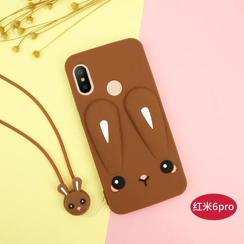 Мультяшный чехол сo шнуром для Xiaomi Redmi 6 6A 6 Pro чехол мягкий TPU силиконовый чехол-накладка Бампер Защитный ковер
