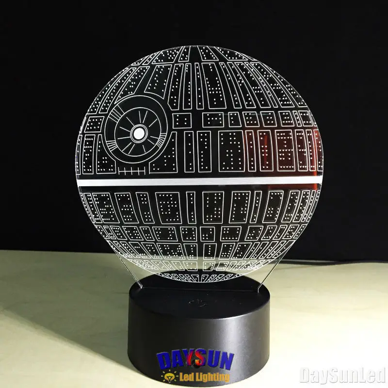 Лидер продаж 2016 года Star Wars Death 7 цветов 3d светодиодный ночник все Цвет Flash в свою