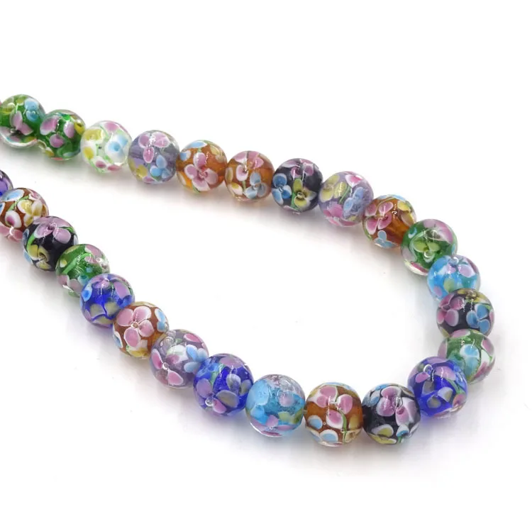 10 мм Цветные глазурованные стеклянные бусины ожерелье из бусин цветов Maken