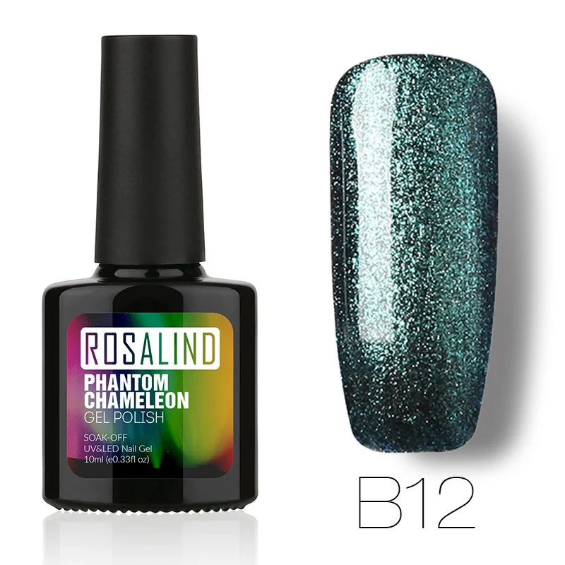 B12 ROSALIND гель 1 S черная бутылка 10 мл Хамелеон замочить от УФ светодиодный гель высокого качества лак для ногтей Полупостоянный гель маникюрный лак - Цвет: B12