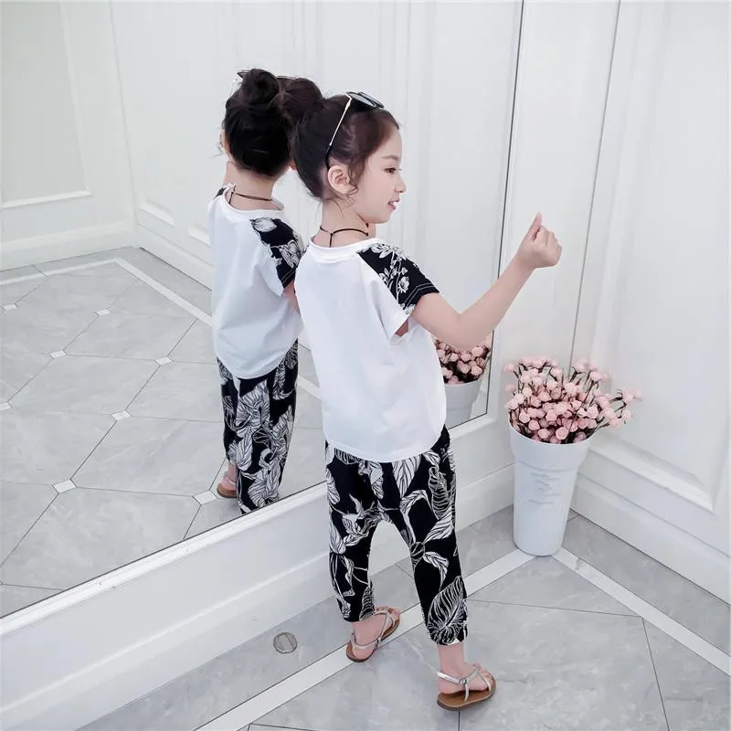 2019 новый дизайнерский летний комплект одежды для маленьких девочек футболка +