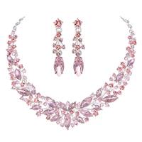 crystal rhinestone jewelry sets with crowns bridal wedding and party dress necklace sets for birdesmaid necklace women gift