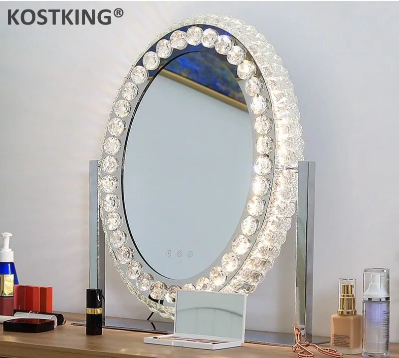 Последняя Нержавеющая сталь светодиодный настольная лампа с макияж зеркало