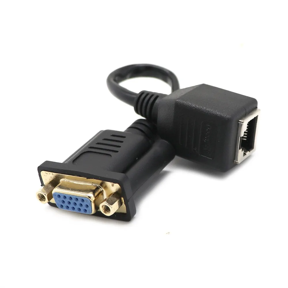 Удлинитель VGA Мама к локальной сети Cat5 Cat5e RJ45 Ethernet черный адаптер кабель заводская