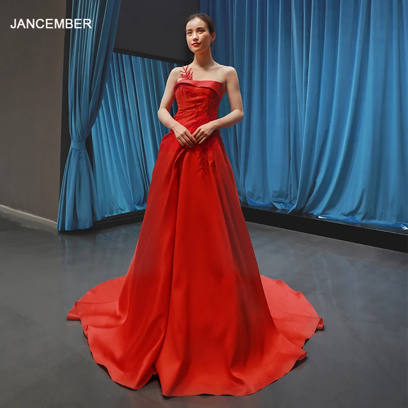J66781 jancember красное свадебное платье для вечеринки с коротким шлейфом иллюзия