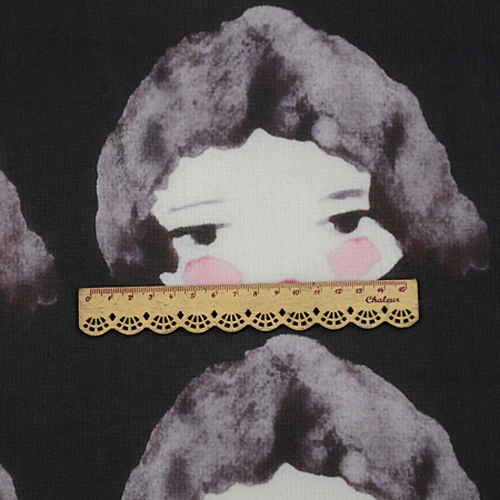 Ткань из 100% шелка и органзы с принтом головы девушки мультфильма ширина 14momme 55