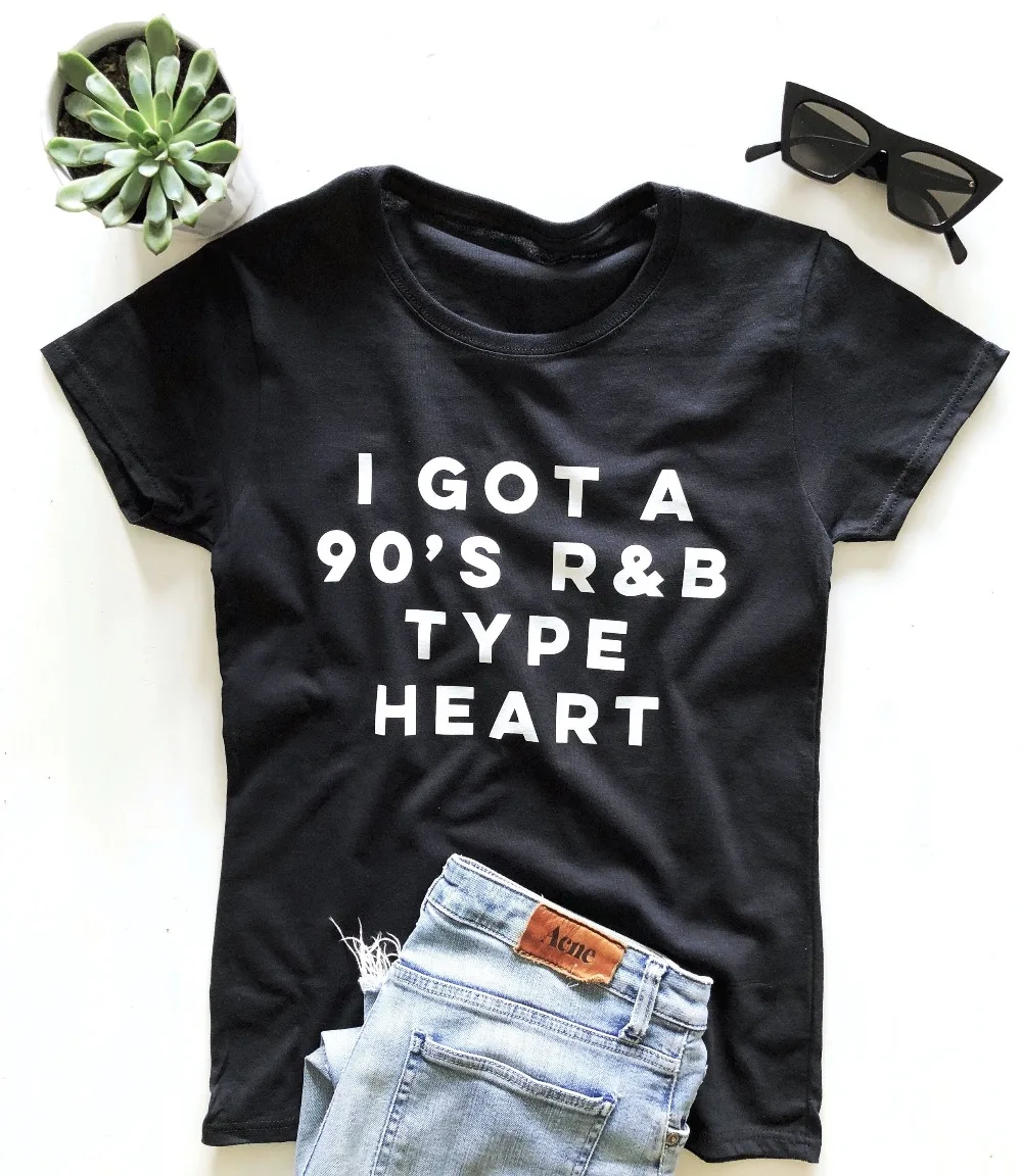 Футболка I got 90's R &amp B с сердцем простая Милая женская мода гранж tumblr