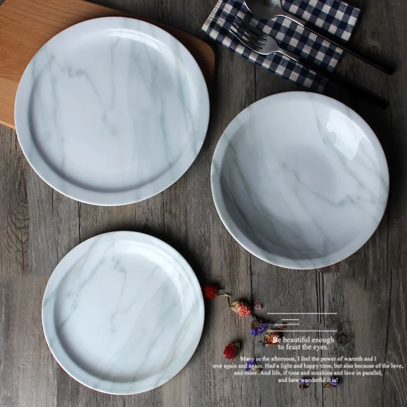 Керамика пластина с мрамор зерна столовая посуда инструменты для еды обеденные