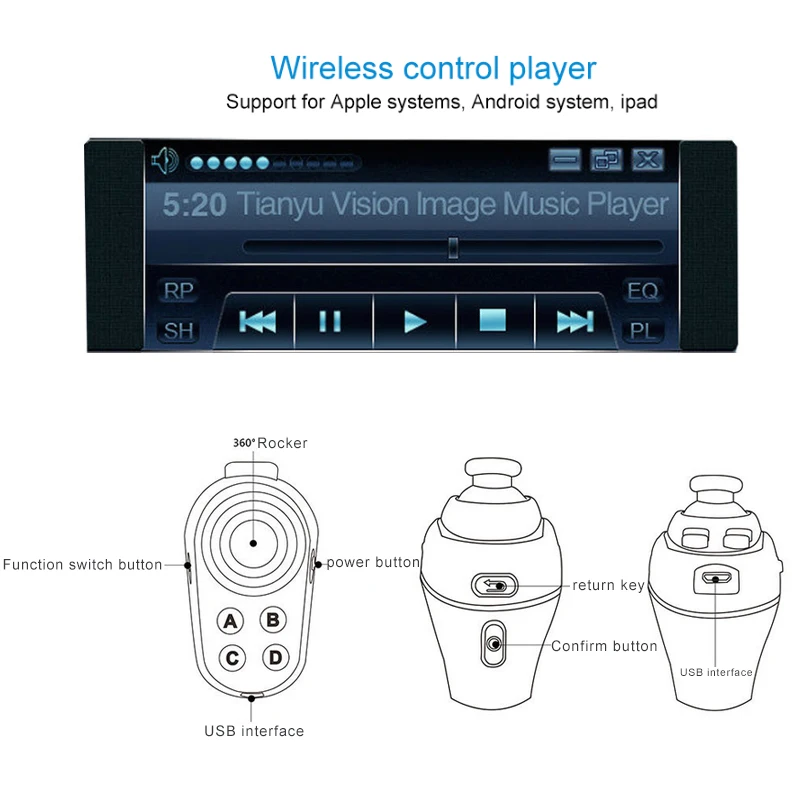 Ring Game Handle Gamepad Entertainment USB Bluetooth 4.0 Black Remote Controller Wireless Joystick For IOS Android | Электроника