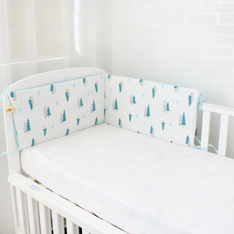 Green Tree 1 pcs Детская кровать бампер мультфильм шаблон детская кроватка защита промежности к кроватке младенческой хлопок Колыбель защита 120 см длина - Цвет: Green Tree 1 pcs