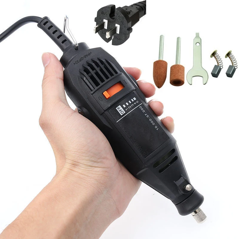 US Plug Мини-гравер дрель 130 Вт 220 В роторный Электрический гравировальный инструмент с переменной скоростью шлифовальная мощность многофункциональная Деревообработка Инструмент - Цвет: US Plug