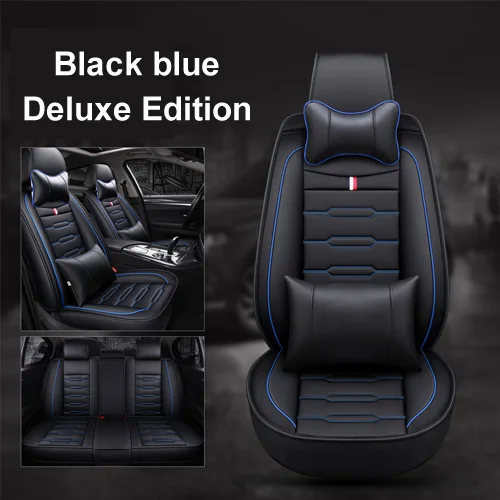 Black blue Новые роскошные автомобильные чехлы из искусственной кожи для Toyota Corolla Camry Rav4 Auris Prius Yalis Avensis SUV автомобильные аксессуары для интерьера - Название цвета: Black blue