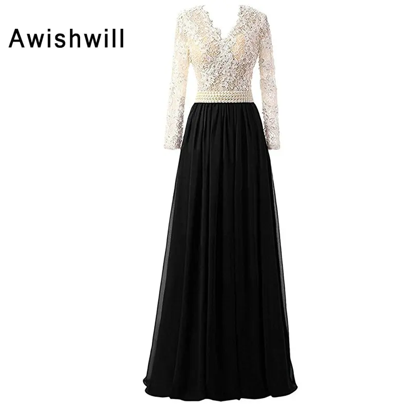 Женское длинное вечернее платье шифоновое кружевное официальное до пола с