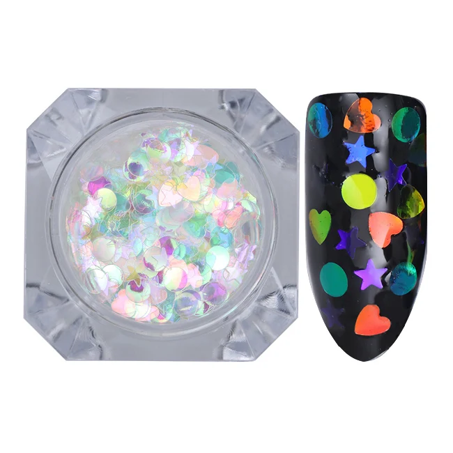 Color 12 BORN PRETTY AB цветные блестки для ногтей неровные звезды круглые переливающиеся блестки Порошковые украшения для ногтей хром - Цвет: Color 12
