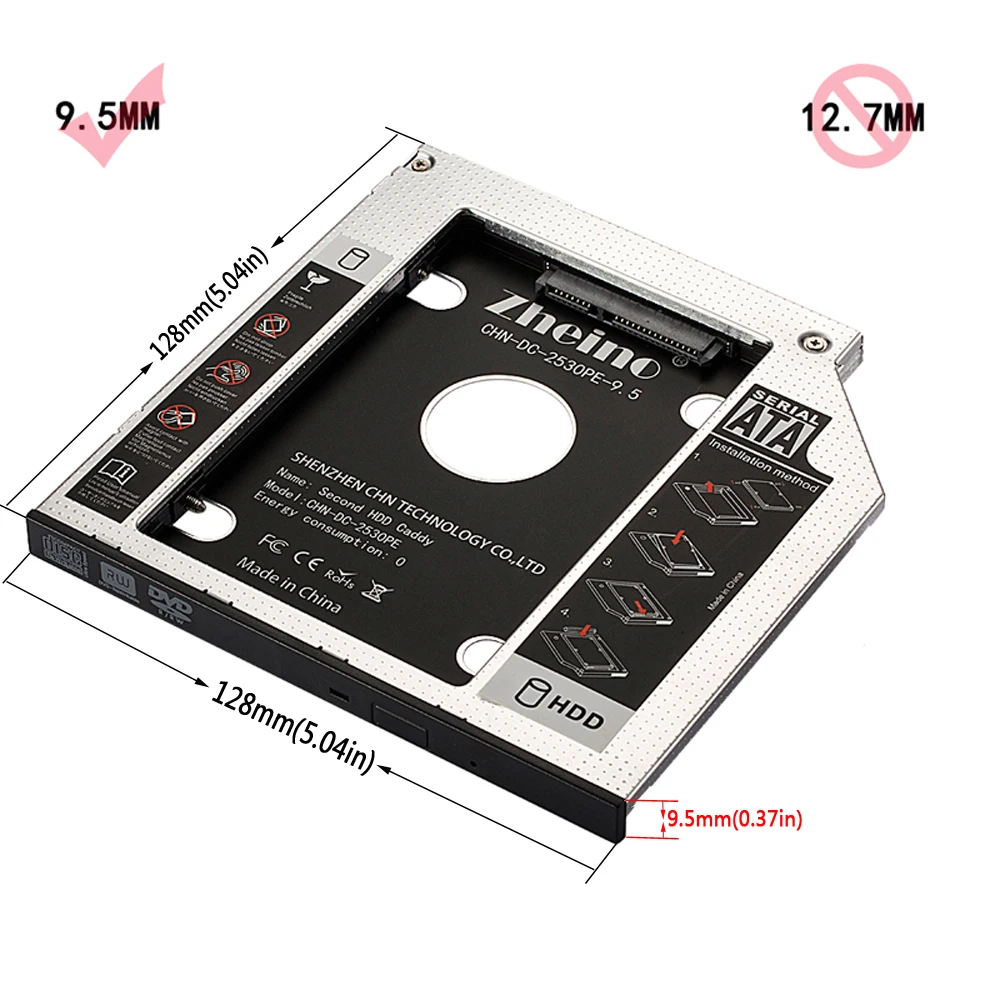 Zheino 2,5 SATA3 SSD 9,5 мм Caddy 120 ГБ 240 ГБ 360 ГБ 480 ГБ 128 ГБ 256 512 1 ТБ SATA3 ssd 2nd рамка Caddy адаптер оптического волокна